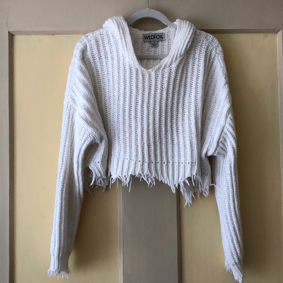 White cropped Wildfox Sweater - Picture 2 of 3